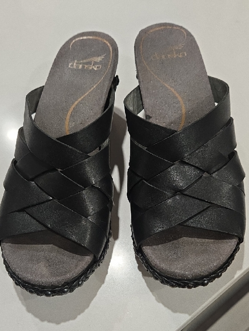 Dansko Black Woven Slide Sandals Size 38(7.5)